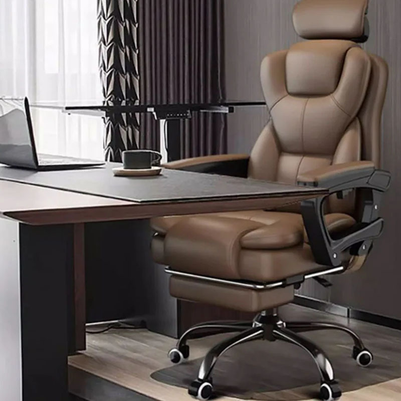 Luxury and Comfortable Office Chair Leather Wheels Glides Ergonomic Sliding Office Chair Learning Armrests Sillas De Gamer Home