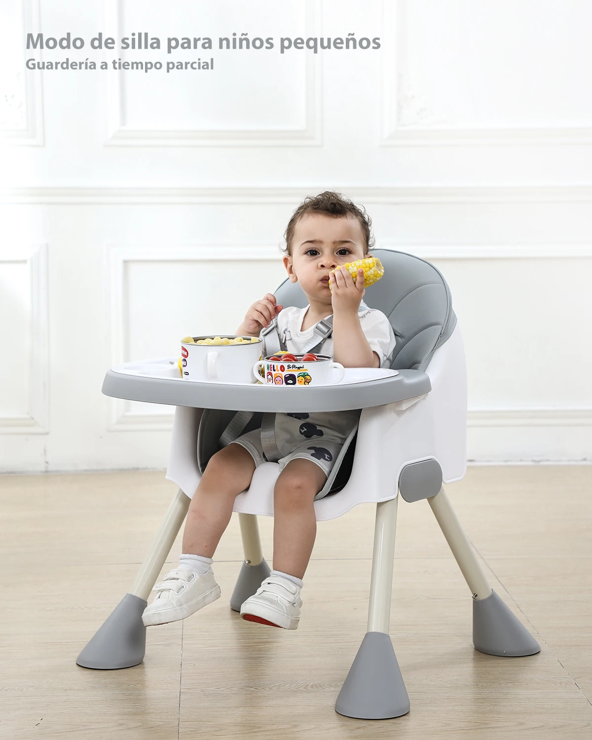 UBRAVOO Trona Bebé 6 Meses y Más, 2 en 1 con Reposapiés, Bandeja Doble Desmontable, Fácil de Limpiar Alimentar
