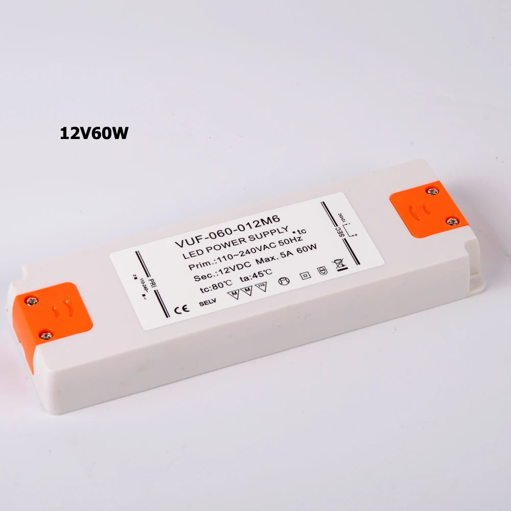 6W 12W 15W 20W 30W 50W 60W Ultra Thin LED Driver 110V 220V to DC12V 24V Power Supply LED Transformer Adapter for LED Strip Lamp
