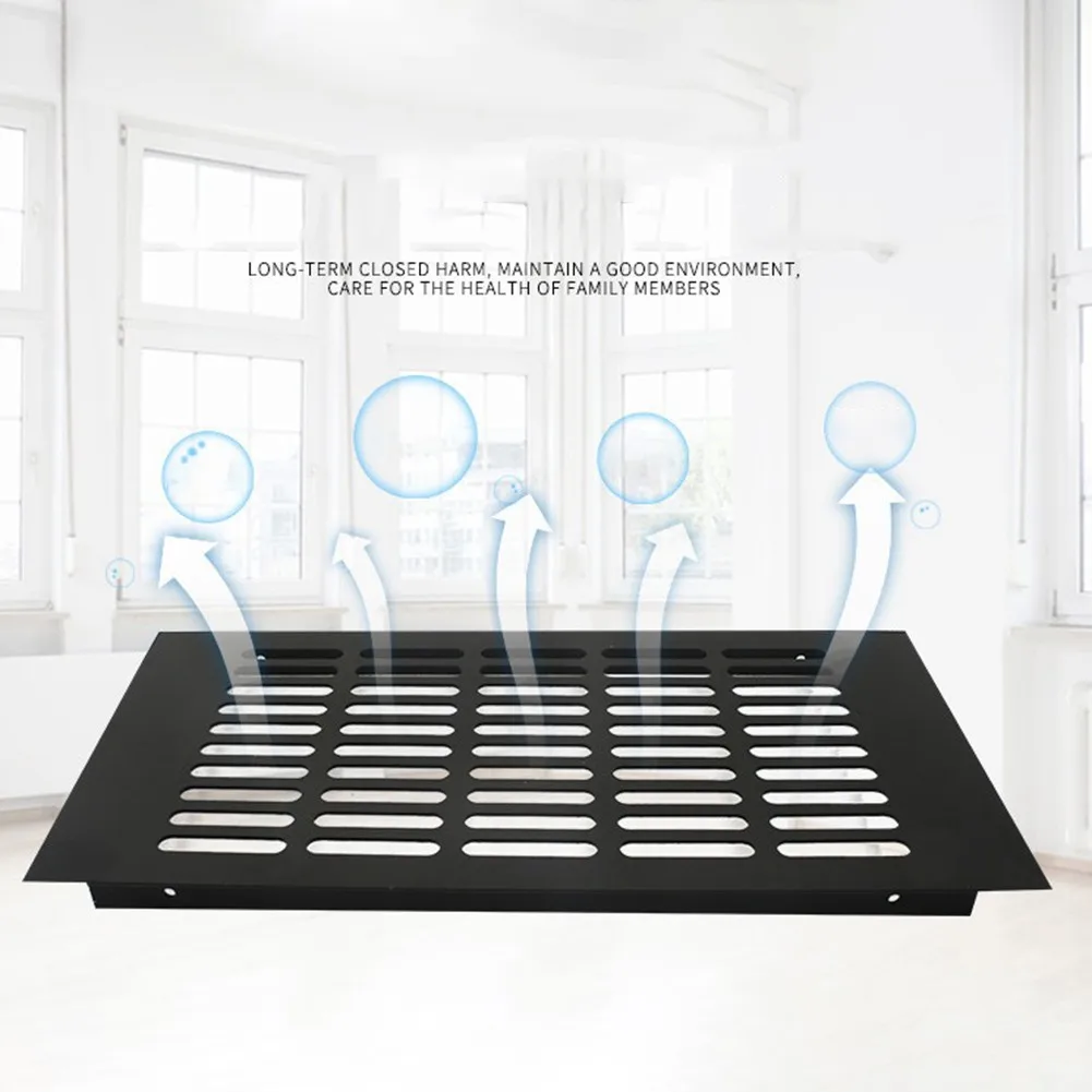 Aluminium Ventilation Grille Cabinet Wardrobe Air Vent Rectangular Ventilation Cover Black For Bathroom Doors  Cabinets Wardrobe