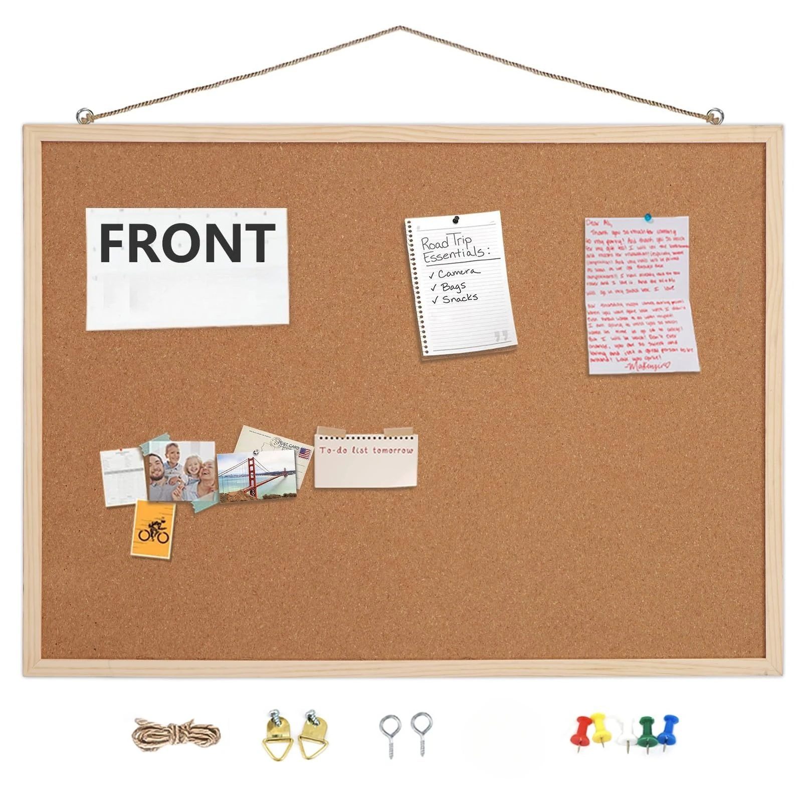 Cork Board Retro Frame Single Double-sided Photo Wall for Office Home School Display Announcement Message Boards Memo Board ﻿
