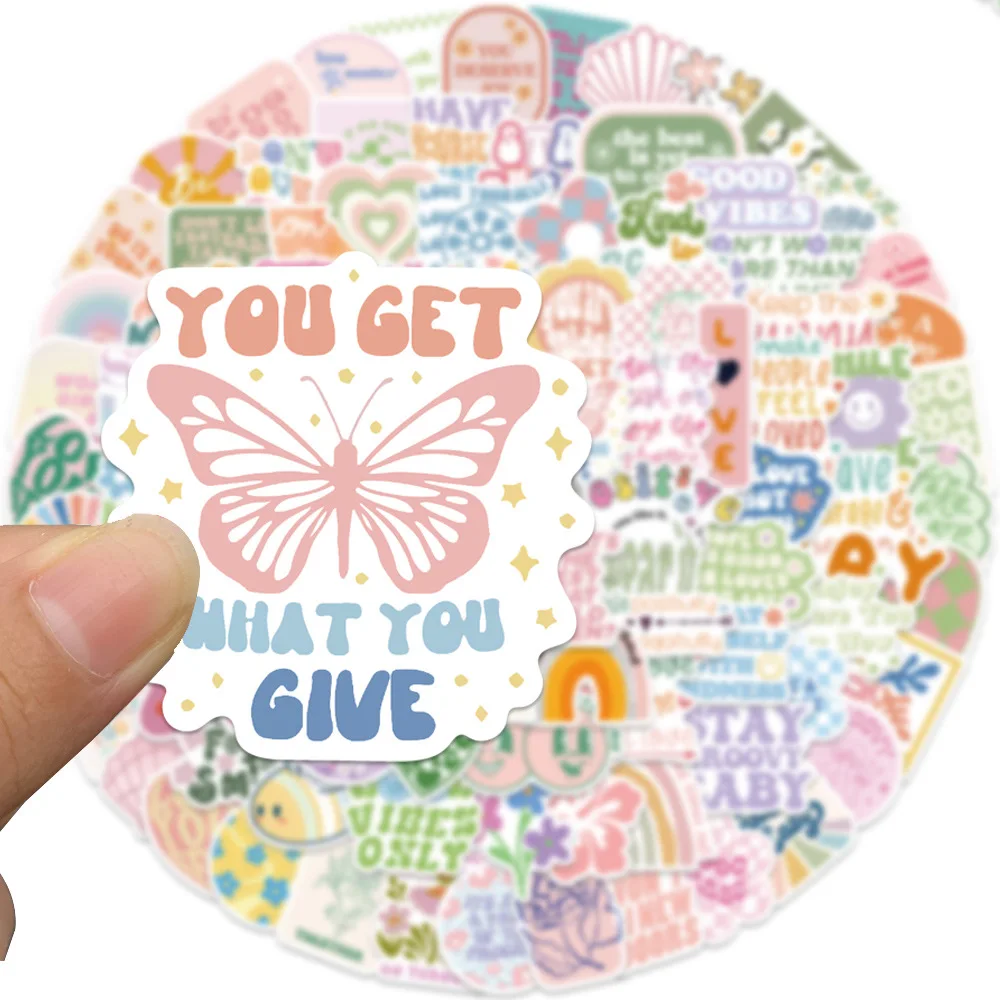 10/30/50/100 Viên Ins Hồng Động Lực Cụm Từ Miếng Dán Đồ Bộ Đề Can DIY Xe Máy Hành Lý Ván Trượt Đồ Chơi chống Thấm Nước Miếng Dán