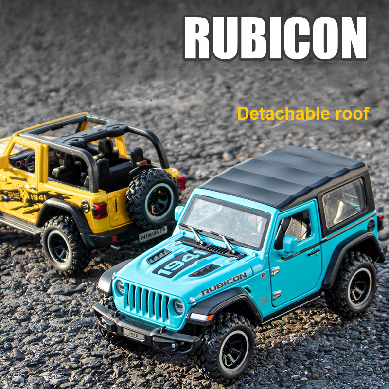 1:32 Jeeps Wrangler Rubicon todoterreno aleación modelo coche de juguete Diecast Metal fundición sonido y coche ligero juguetes para niños vehículo