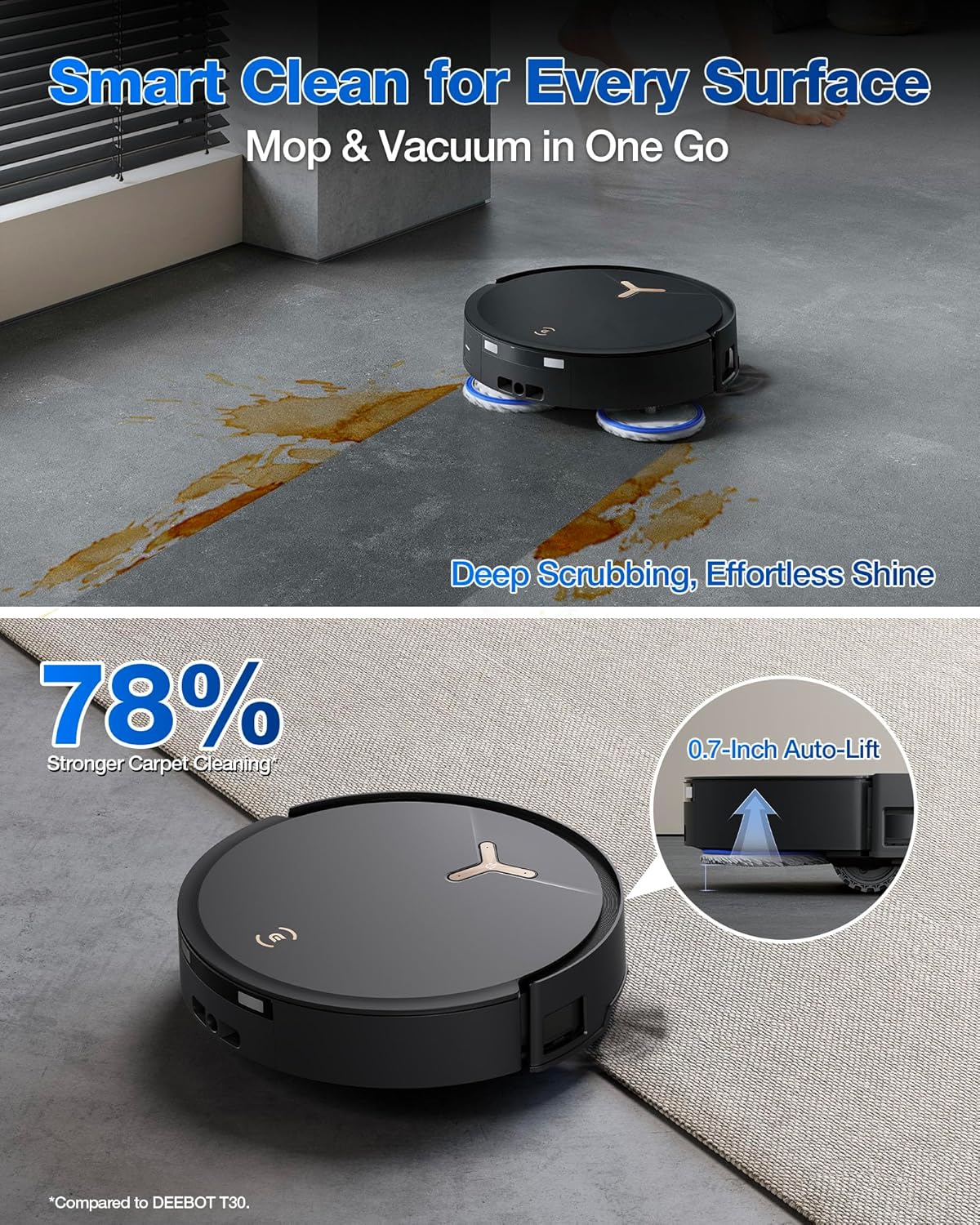 DEEBOT T50 MAX PRO Omni Robot Vacuum and Mop, 18,500Pa Suction, 18mm Auto-Lift,