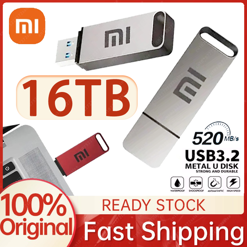 Unidad Flash Xiaomi de 16TB USB 3,2, transferencia de alta velocidad SSD, unidad de bolígrafo de Metal de alta capacidad, memoria portátil tipo C, unidad U resistente al agua