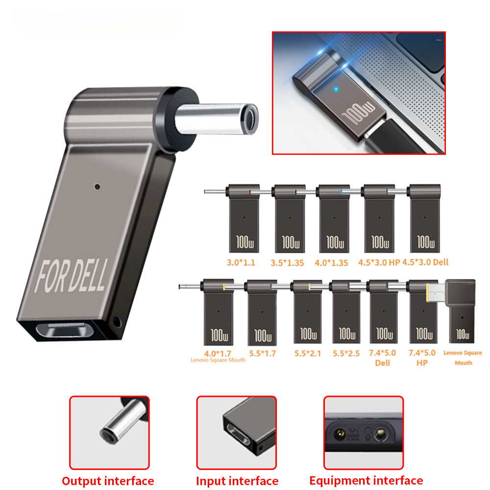 PD 100W 노트북 전원 충전기 공급 어댑터 Lenovo/HP/DELL 용 DC 남성 잭 플러그 변환기에 5A 20V 커넥터 여성 Type-C