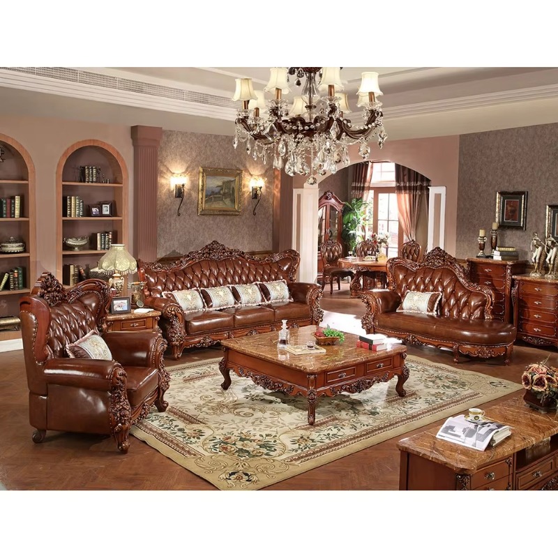 Zestaw sof Meble do salonu Skórzany fotel rozkładany ze stolikiem kawowym