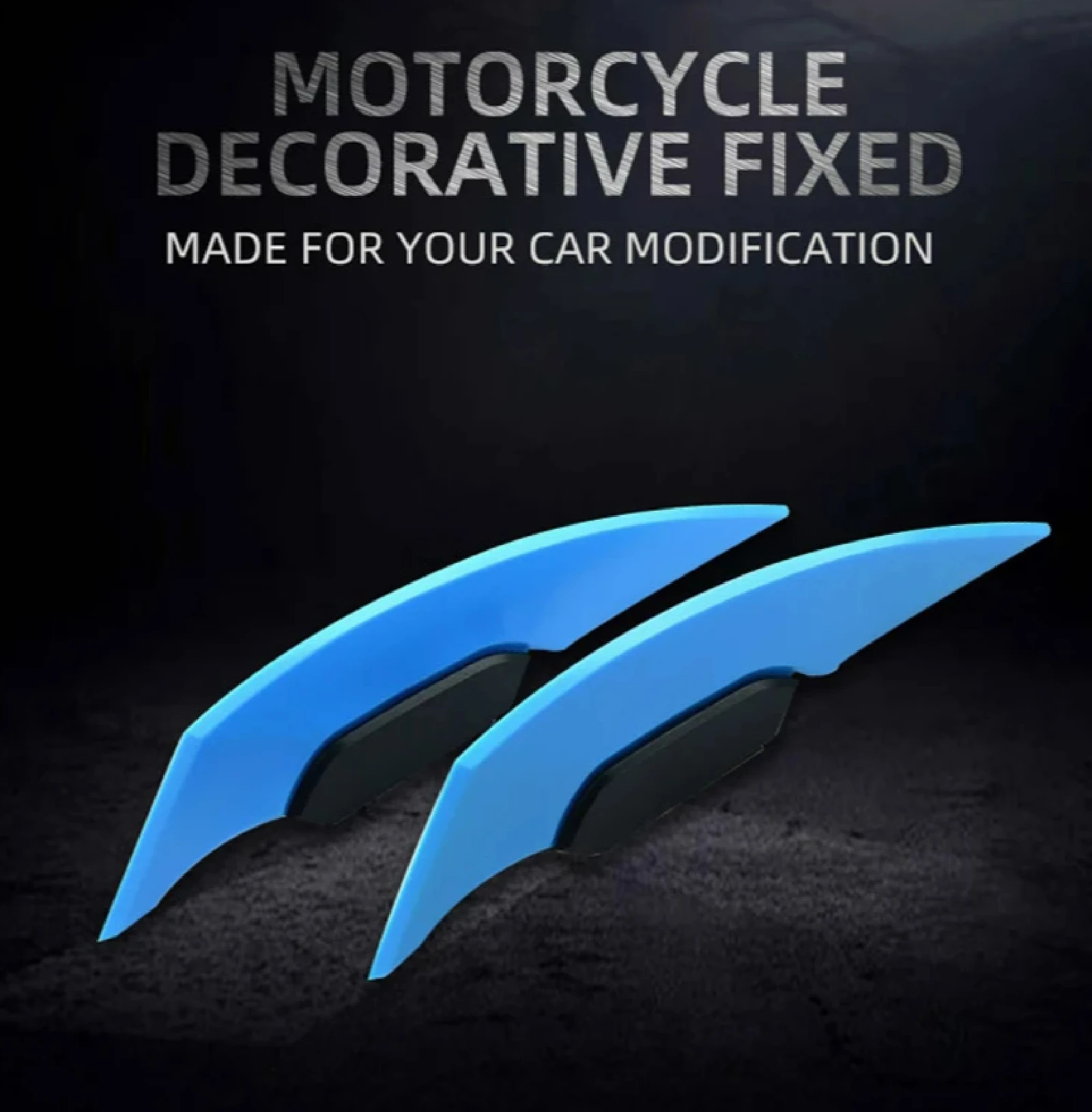 1 ペアユニバーサルオートバイウイングレット空力スポイラーダイナミックウイング装飾ステッカーバイクスクーター用ブラック