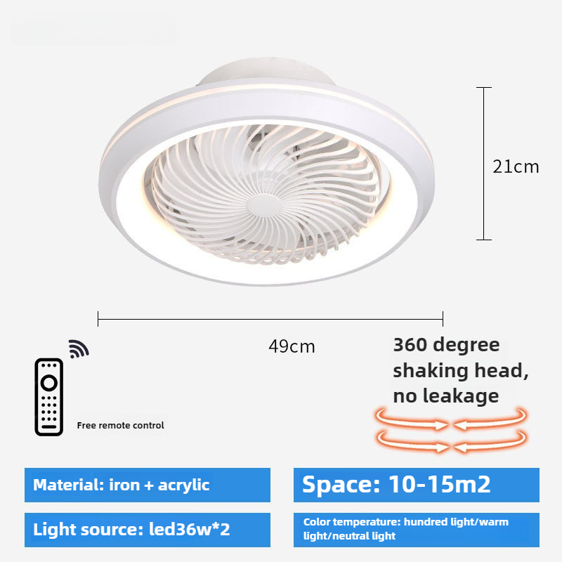 49 cm gesloten 360 graden bewegend hoofdventilatorlicht, slaapkamer geïntegreerd ventilatorlicht, woonkamer slaapkamer eetkamer plafondventilatorlicht