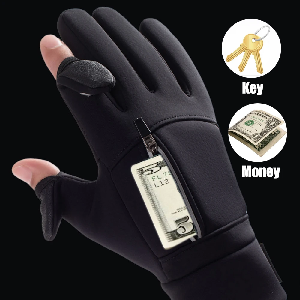 ฤดูหนาว WARM Touch Screen ถุงมือกลางแจ้ง Windproof กันน้ําเย็นถุงมือผู้ชายขับรถขี่จักรยานตกปลาถุงมือสกี