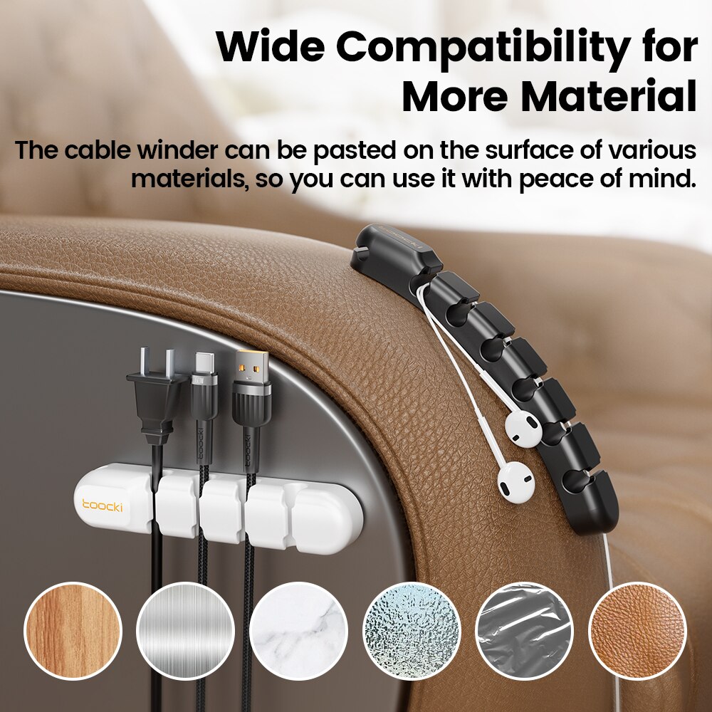 Toocki Kabel Draht Kabel Organizer Management 7-Loch-Halter USB Desktop Wickler Clip flexibel für Maus Tastatur USB Typ C Kabel