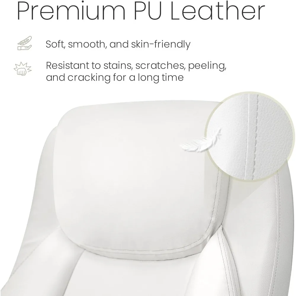 Ergonomic Office Chair PU Leather Executive Chair Padded Flip Up Armrest Computer Chair Adjustable Height High Back Lumbar