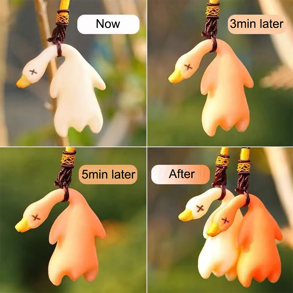 Monking Funny Color Change Duck Keychain UV Photochromic Simulation Roast Duck Car Pendants Keyring for Handbag Accessories Gift