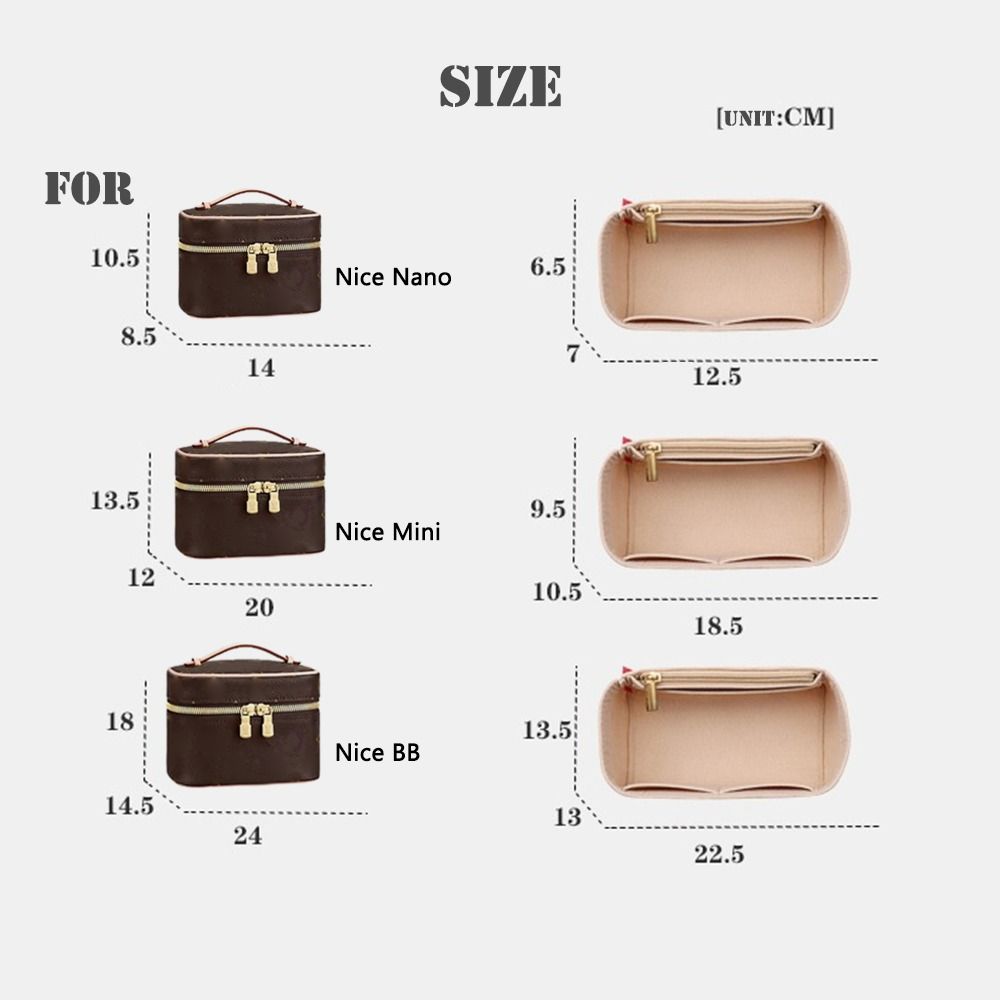 Bolsa de feltro durável, bolsa de inserção, organização de armazenamento, forro de bolsa, suporte portátil, bolsa interna para lv nice nano/mini/bb