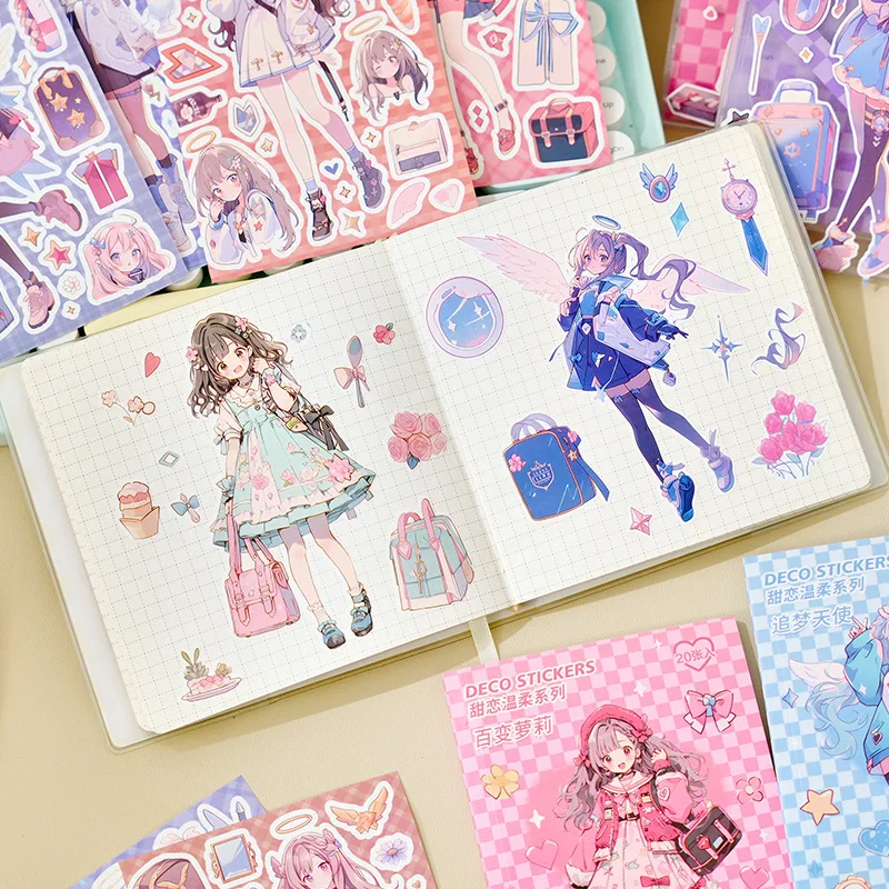 Journamm 20 枚かわいい女の子ステッカーブック DIY スクラップブッキングコラージュ文具装飾ジャンクジャーナル漫画材料ステッカー