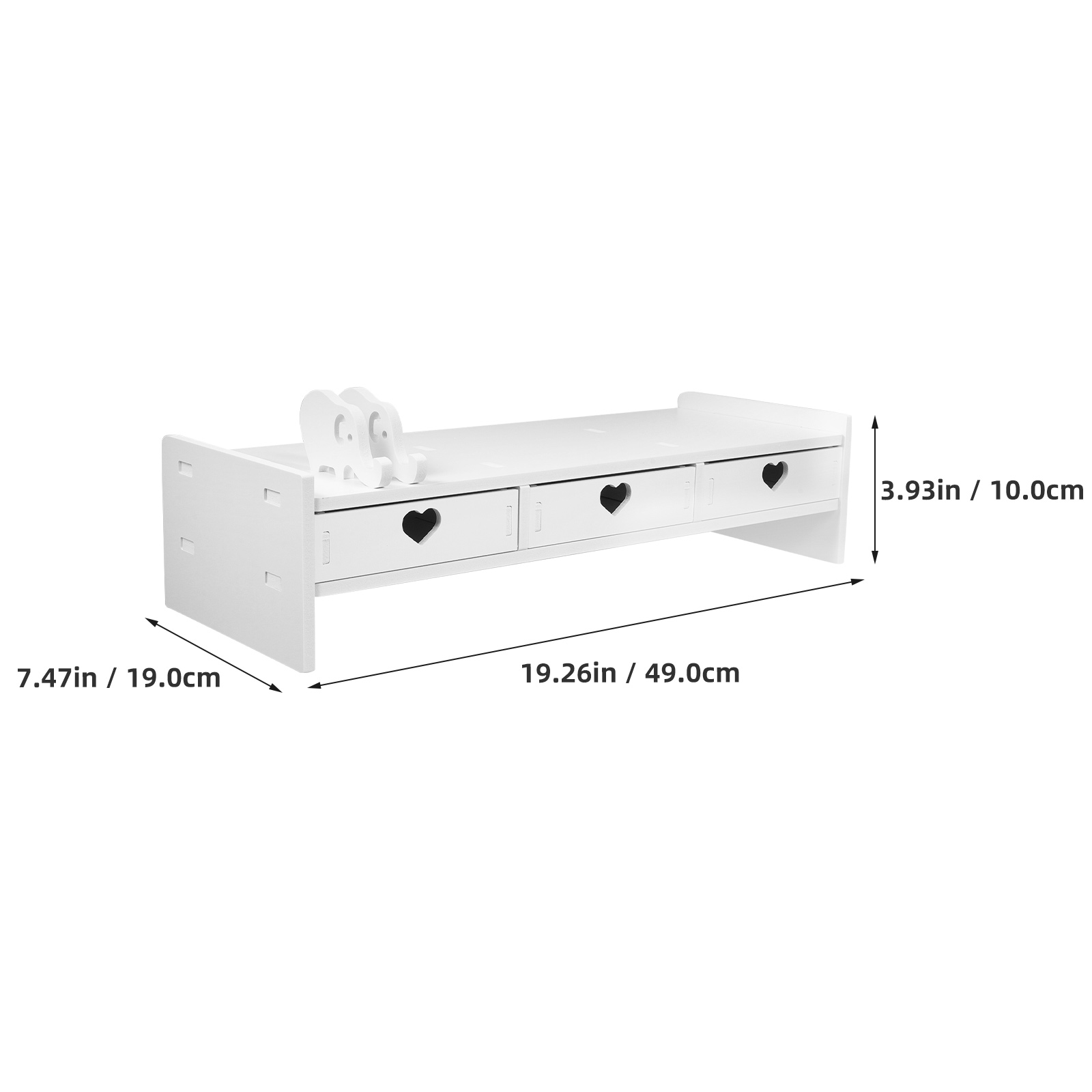 Keyboard Storage Rack Monitor Riser with Drawers PVC Wood Composite Desk Organizer Office Computer Screen Height Adjustable