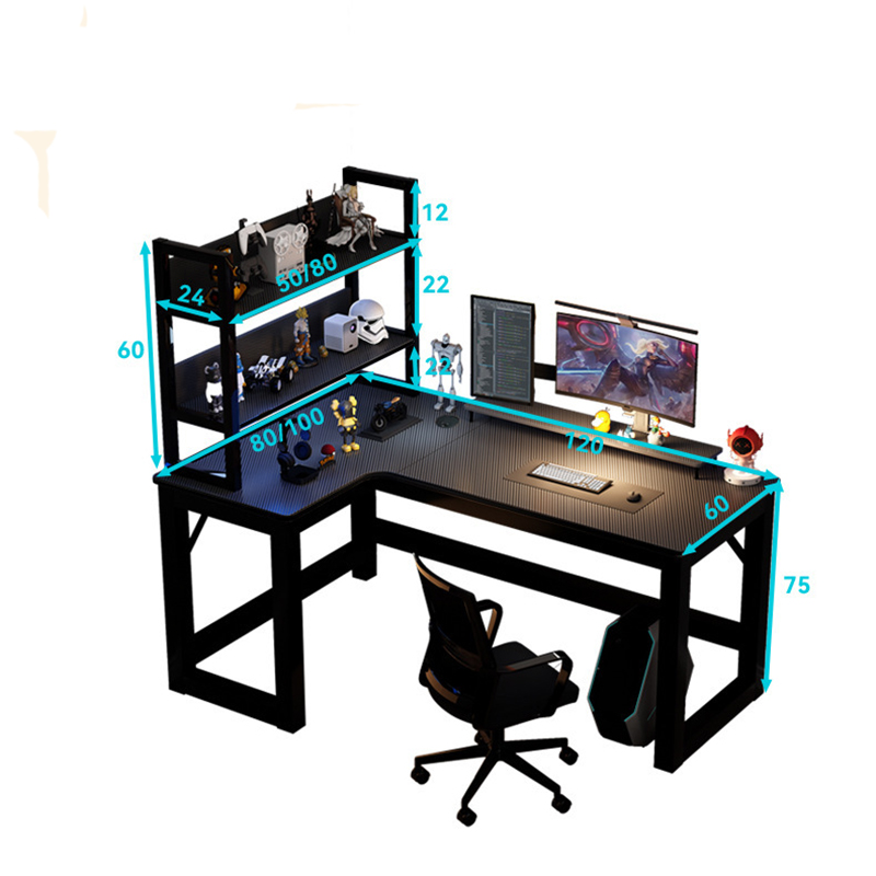 Nordic Desk for Home Carbon Fiber Corner Double Computer Desks with Shelf Light Luxury Simple Household Gaming Tables