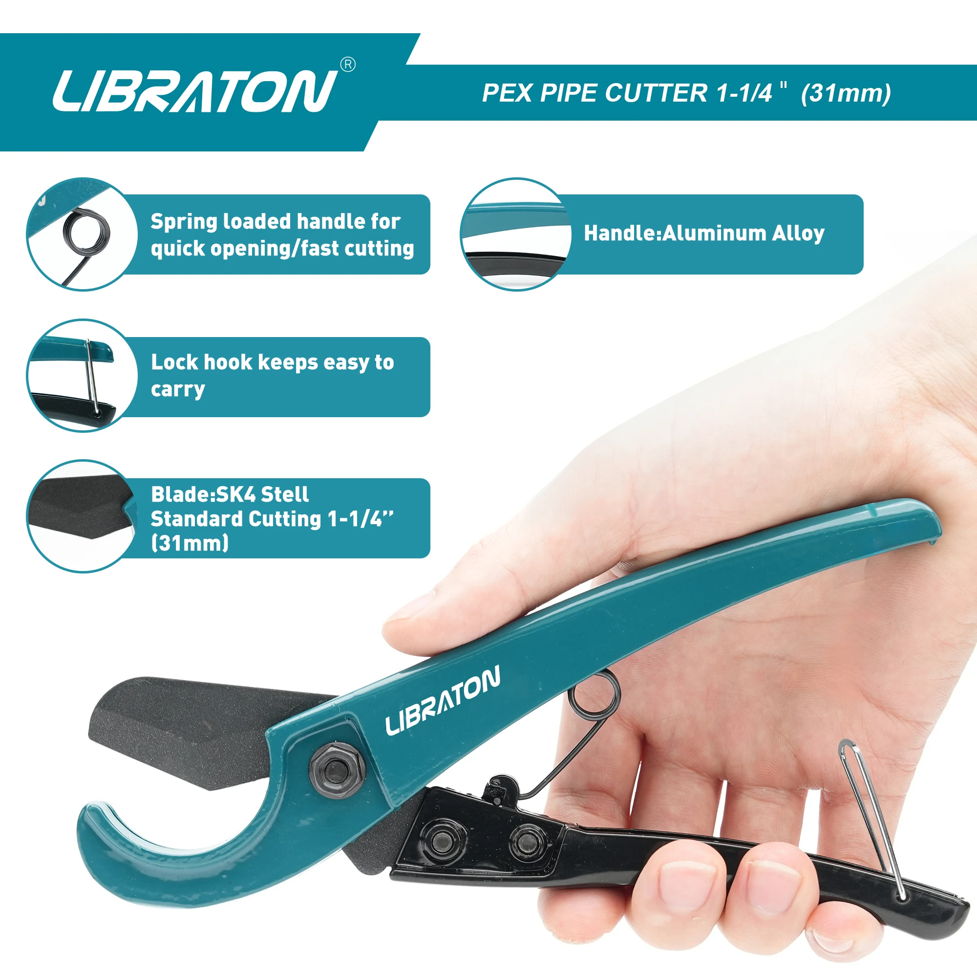 เครื่องตัด libraton PEX 31มม. เครื่องตัดท่อ PEX เครื่องตัดท่อ PEX 1.25นิ้วเครื่องตัดท่อ PEX สำหรับพลาสติก PEX PVC PPR