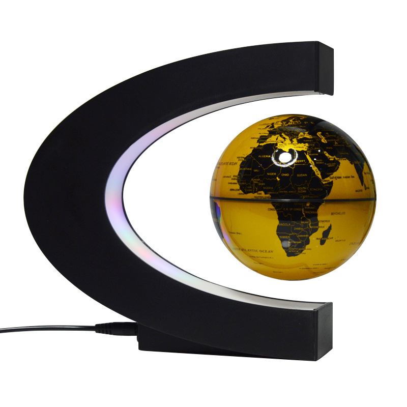 3Inch Magnetic Levitation Globe C Shape Night Light Floating World Map Toys Decoration Terrestrial Lamp Office Table Decoration