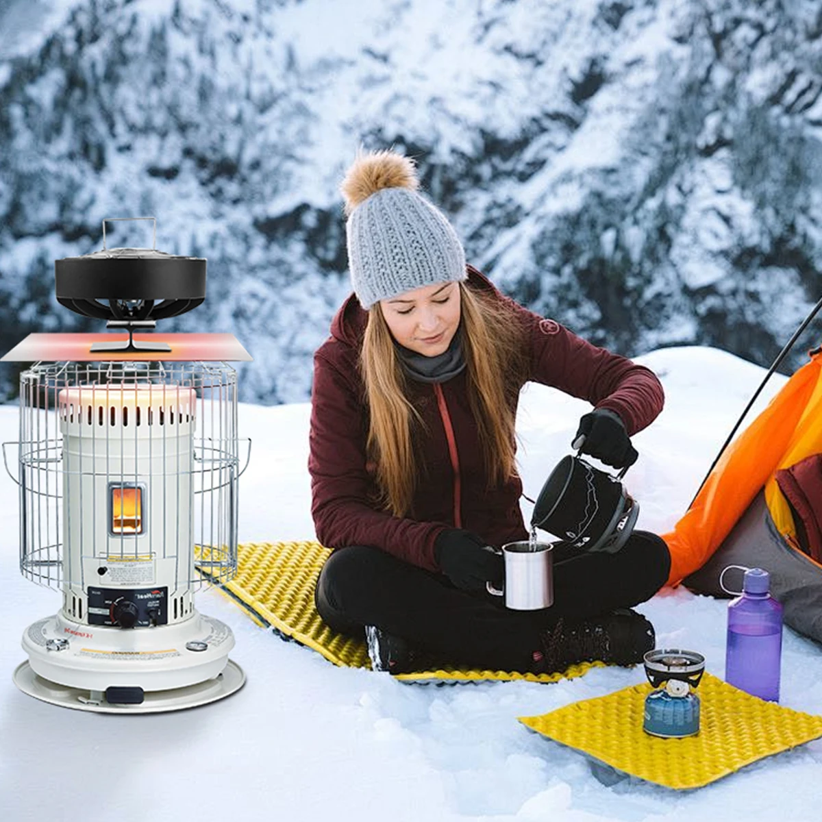4-flügeliger Ofenventilator, wärmebetriebener Kaminventilator, Holzbrenner, Öko-Ventilator, leiser Kaminventilator, für Zuhause, Winter, warme Wärmeverteilung, Mohamed Nadal