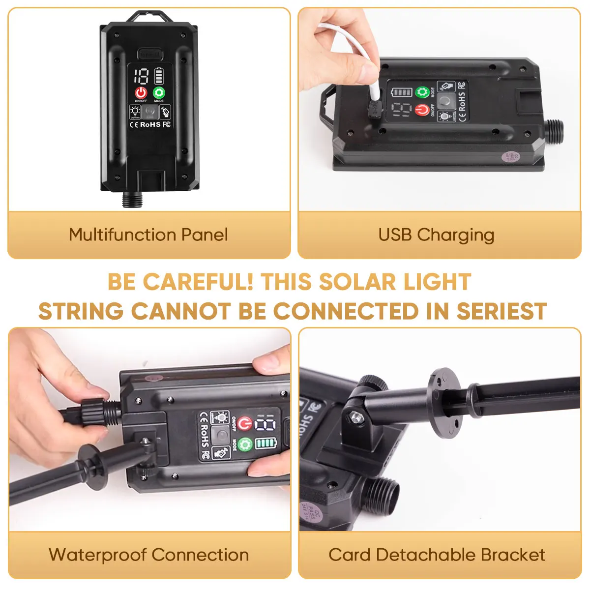 Led G40 Solar String Lights Outdoor Waterproof Garden String Lights USB Rechargeable Solar Light With Remote Decoration Light