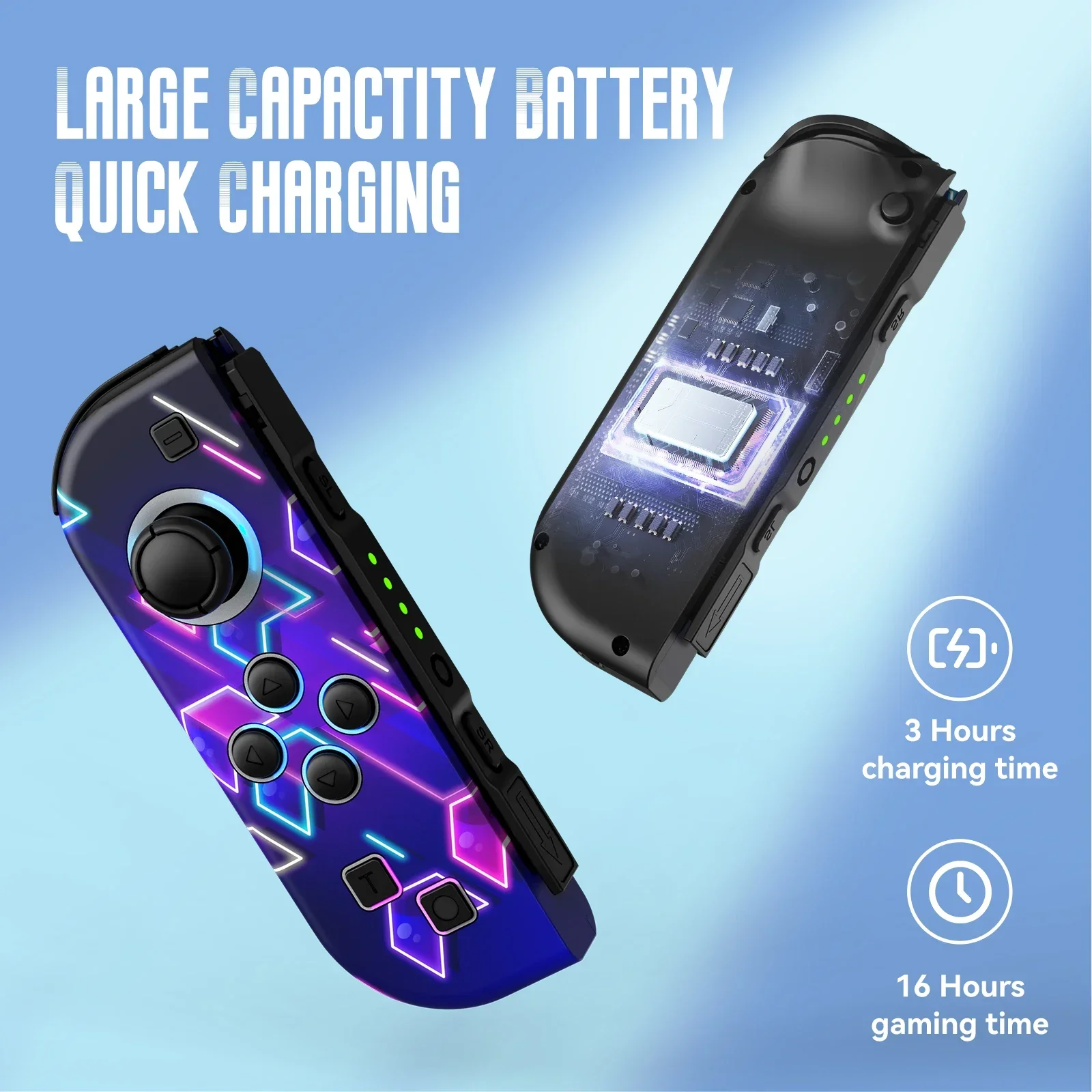 Joypad para for Nintendo Switch/OLED/Lite-vibración Turbo Wake-up FUNC NO Drift, controlador inalámbrico L/R mango luz RGB