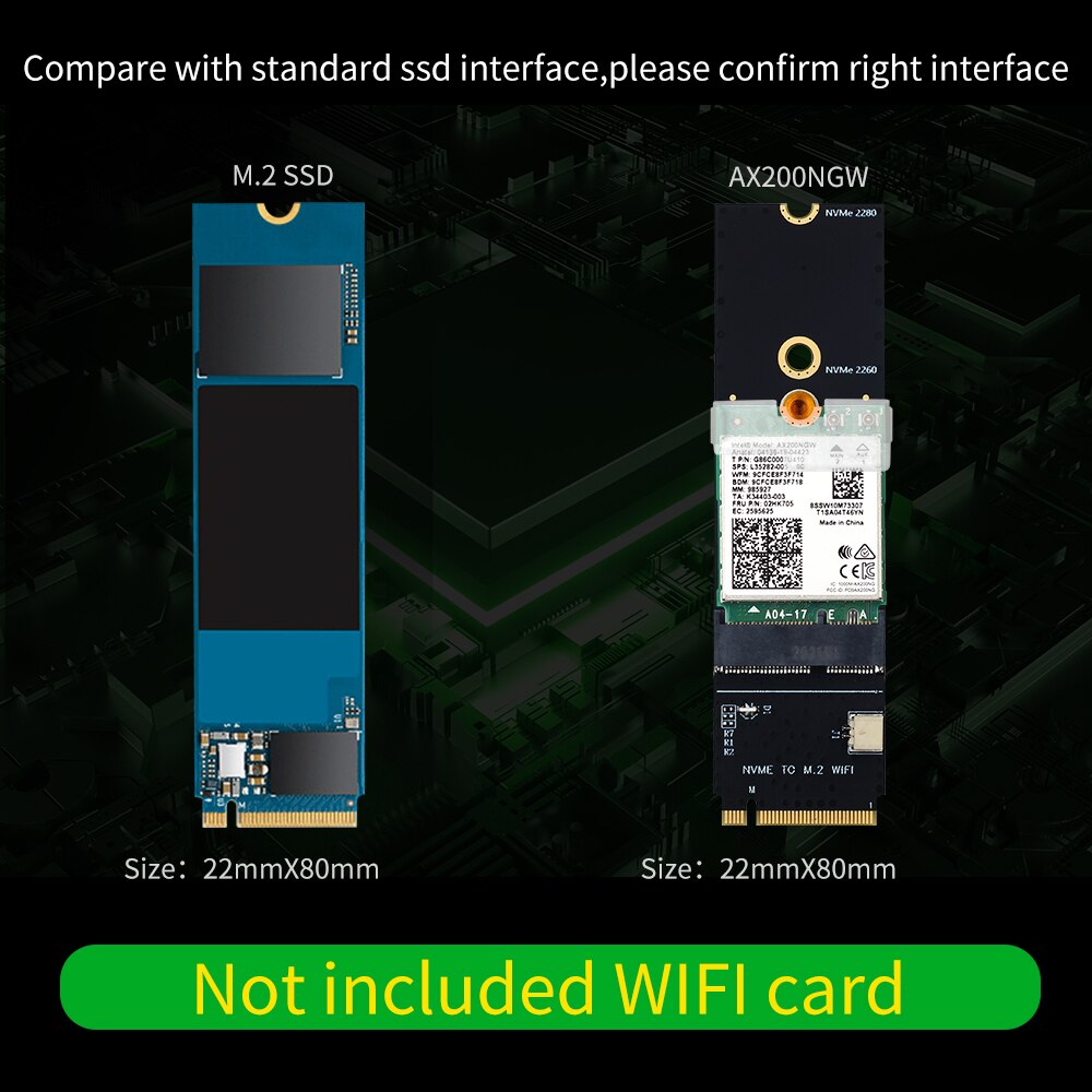 FENVI-NGFF M.2 A + E Chave Para Conversor de Porta SSD NVMe PCI Express, Adaptador F-C228NV para AX200, AX210, 8265, 7260AC, WiFi, Cartão Wireless BT