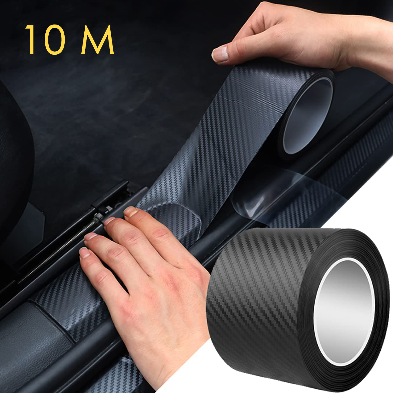 1-10m Cinta 3D de fibra carbono Nano para coche, pegatina protectora pasta espejo puerta, película bricolaje, adhesivo impermeable tela automotriz Adhesiva Protector Puertas Espejos y Tiras Impermeables DIY