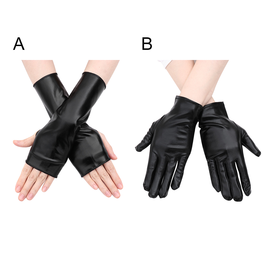 Guantes finos de cuero sintético para mujer, manopla de medio dedo, transpirables, estilo Punk, Hip Hop, Pole Dance, conducción, club nocturno, espectáculo, A74