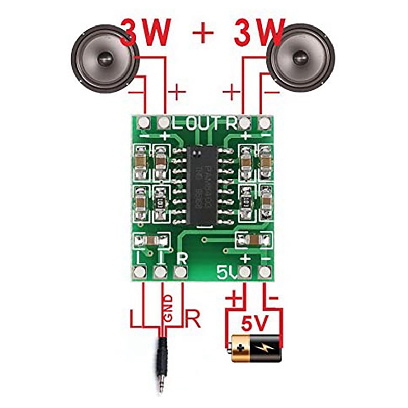 5 Pcs Digital Power Amplifier Board,2X3W Type D PAM8403 Audio Module DC 5V Digital Audio Amplifier Board Module