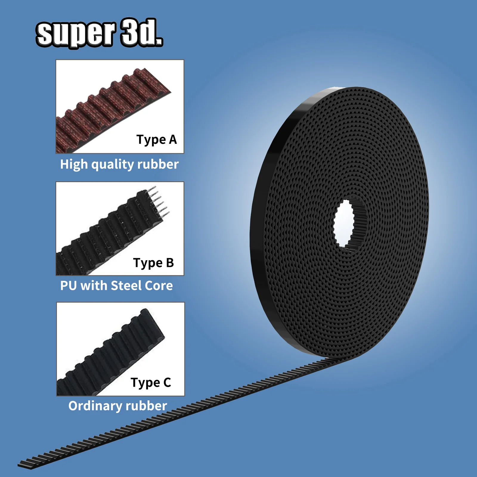 GT2-6mm Mở Thời Gian Đai Rộng 6Mm 10Mm GT2 Dây PU Có Lõi Thép Dây 2GT Cao Su Đồng Bộ Dây ít Bụi 3D Máy In Phần