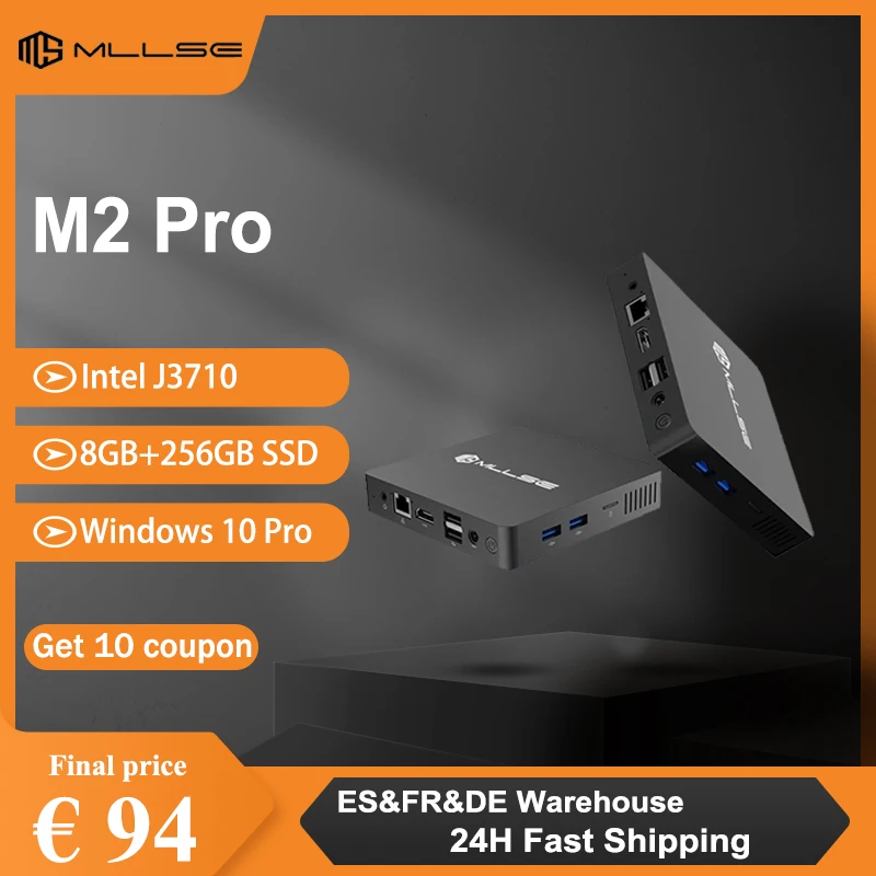 MLLSE M2 Pro Mini PC Wydajny 8 GB RAM, 256 GB SSD, Intel J3710, Windows 10 - Kompaktowy i idealny do domu, firmy i gier