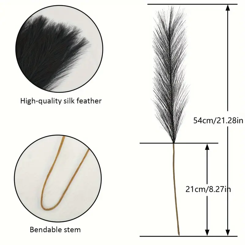 10pcs/set 10-Piece Black Faux Pampas Grass Floral Arrangement for Halloween, Wedding Centerpieces, Home Decor, Boho Style