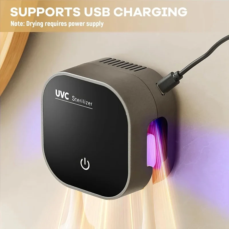 Portaspazzolino elettrico igienizzante UV con caricatore, base di ricarica a parete per dispenser di dentifricio e asciugatura rapida
