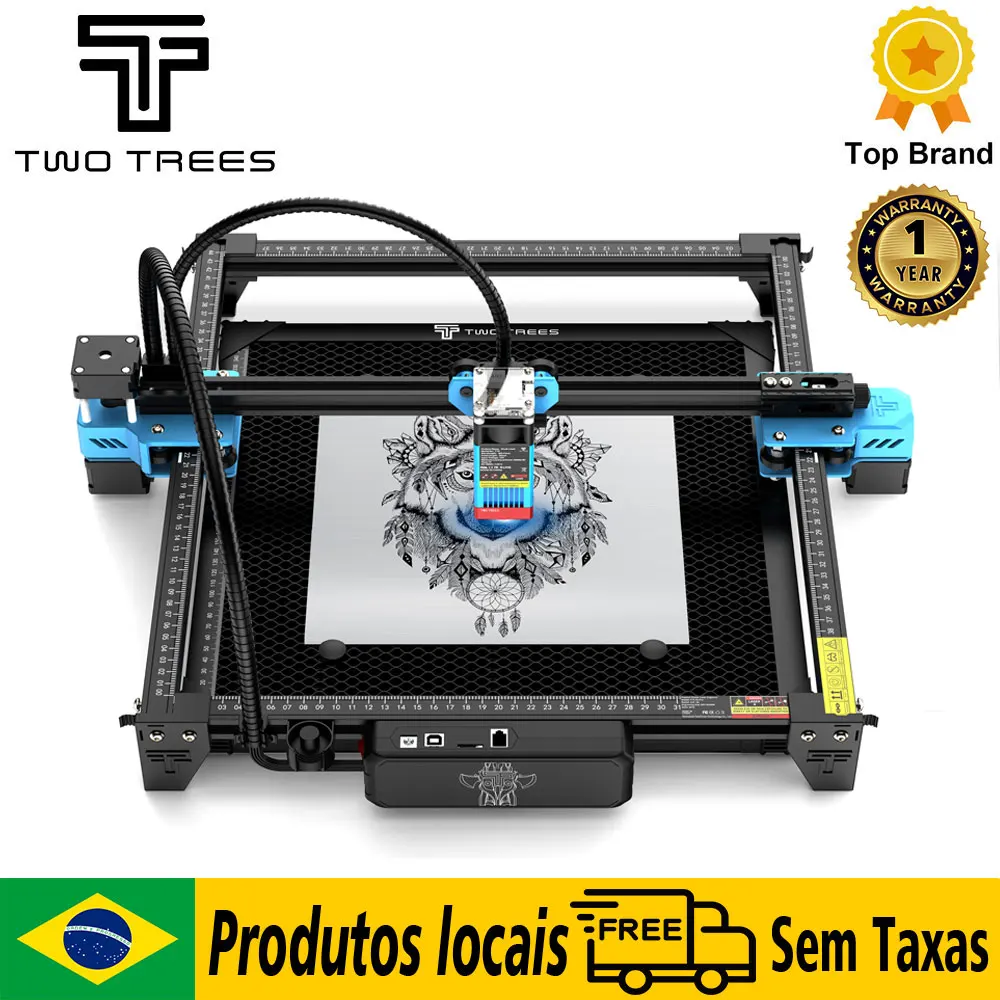 TwoTrees TTS-55 Pro Gravador a laser com controle offline Wifi 80W Máquina de corte e gravação a laser 445± 5nm Máquina CNC de luz azul