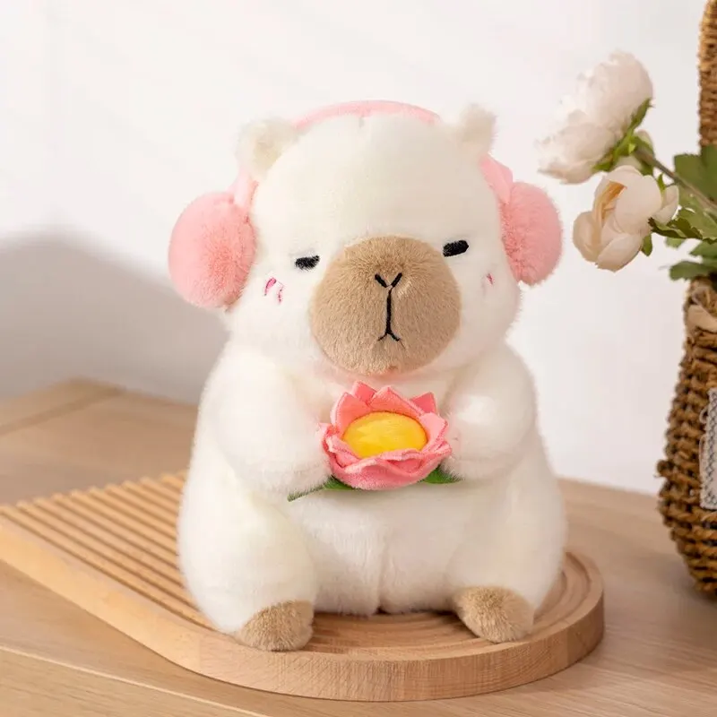1 ชิ้นใหม่น่ารัก Capybara ตุ๊กตาของเล่นตุ๊กตาสัตว์ Capybara ตุ๊กตานุ่มถือดอกไม้ของเล่นเด็กของขวัญวันเกิด
