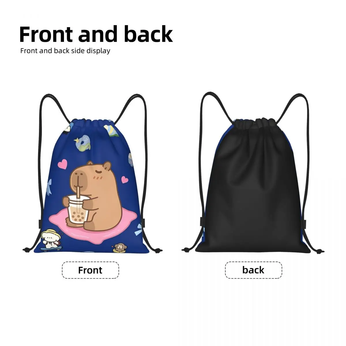 Cute Capybara Capibara Animal Drawstring Backpack Sports Gym Bag String Sackpack for Exercise