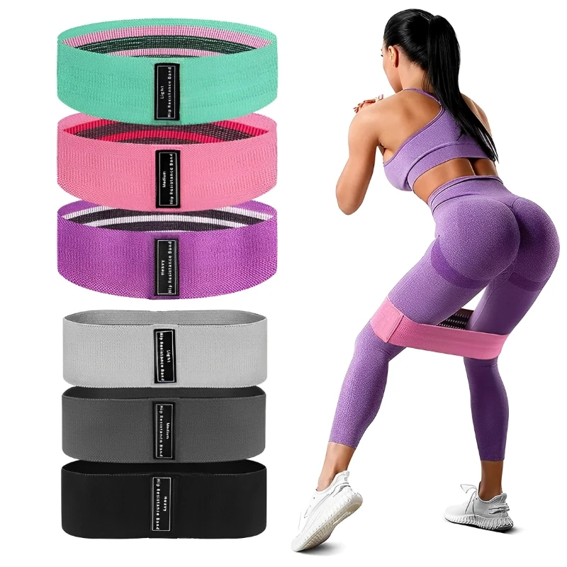 3Pcs 패브릭 저항 엉덩이 부티 밴드 Glute 허벅지 탄성 운동 스쿼트 서클 스트레치 피트니스 스트립 루프 요가 체육관 장비