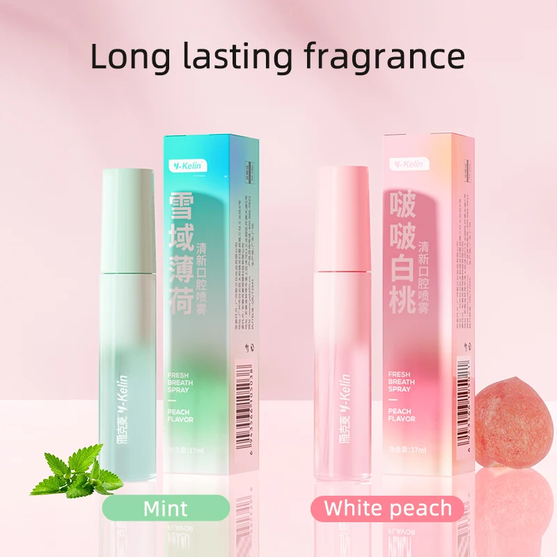 Nuevo Ambientador con sabor a melocotón Litchi en aerosol fresco Oral de 20ml, desodorante portátil con fragancia persistente para mujer,