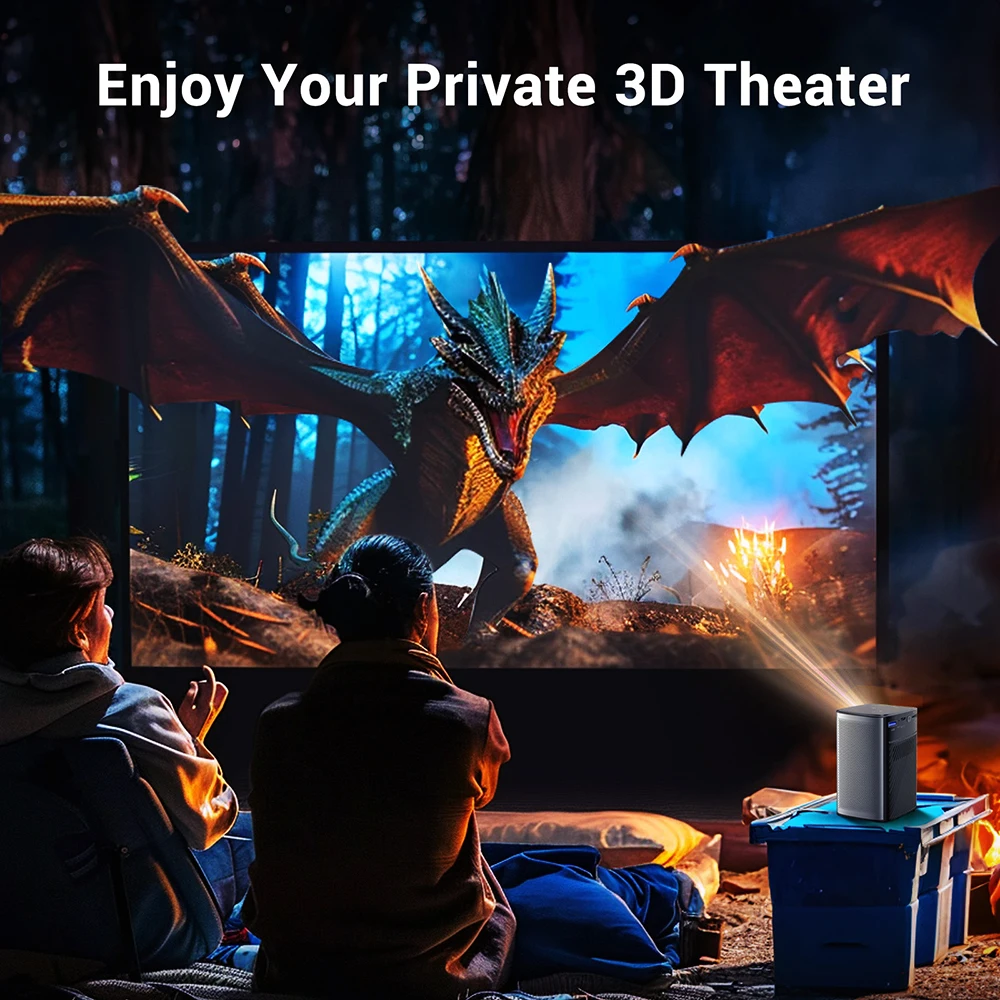 BYINTEK P70 Proyector 4K 1080P DLP Mini Proyector Portátil Cine en Casa Inteligente Wi-Fi y Bluetooth para Películas y Juegos con Batería