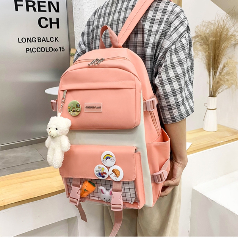 Girls large-capacity shoulder bag Cute carrot rabbit doll pendant Simple versatile schoolbag Boys fashion schoolbag five sets Se