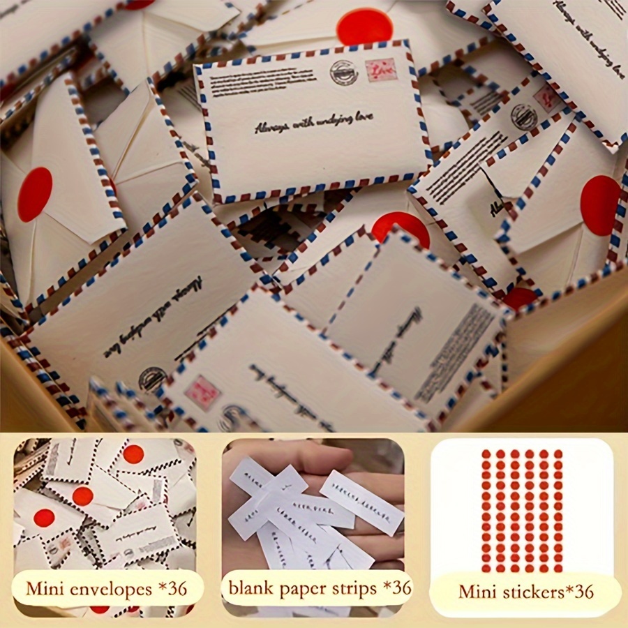 36pcs mini envelopes com 36pcs adesivo redondo para amigo, amante, pai, presente de formatura, presente de dia dos namorados, presente de aniversário