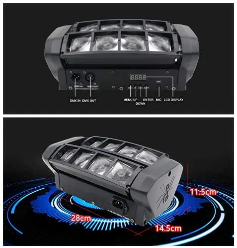 8 LED RGBW Mini Led Spider Light หัว DMX Beam Moving Head Light Led Party แสดงแสง DJ Lighting