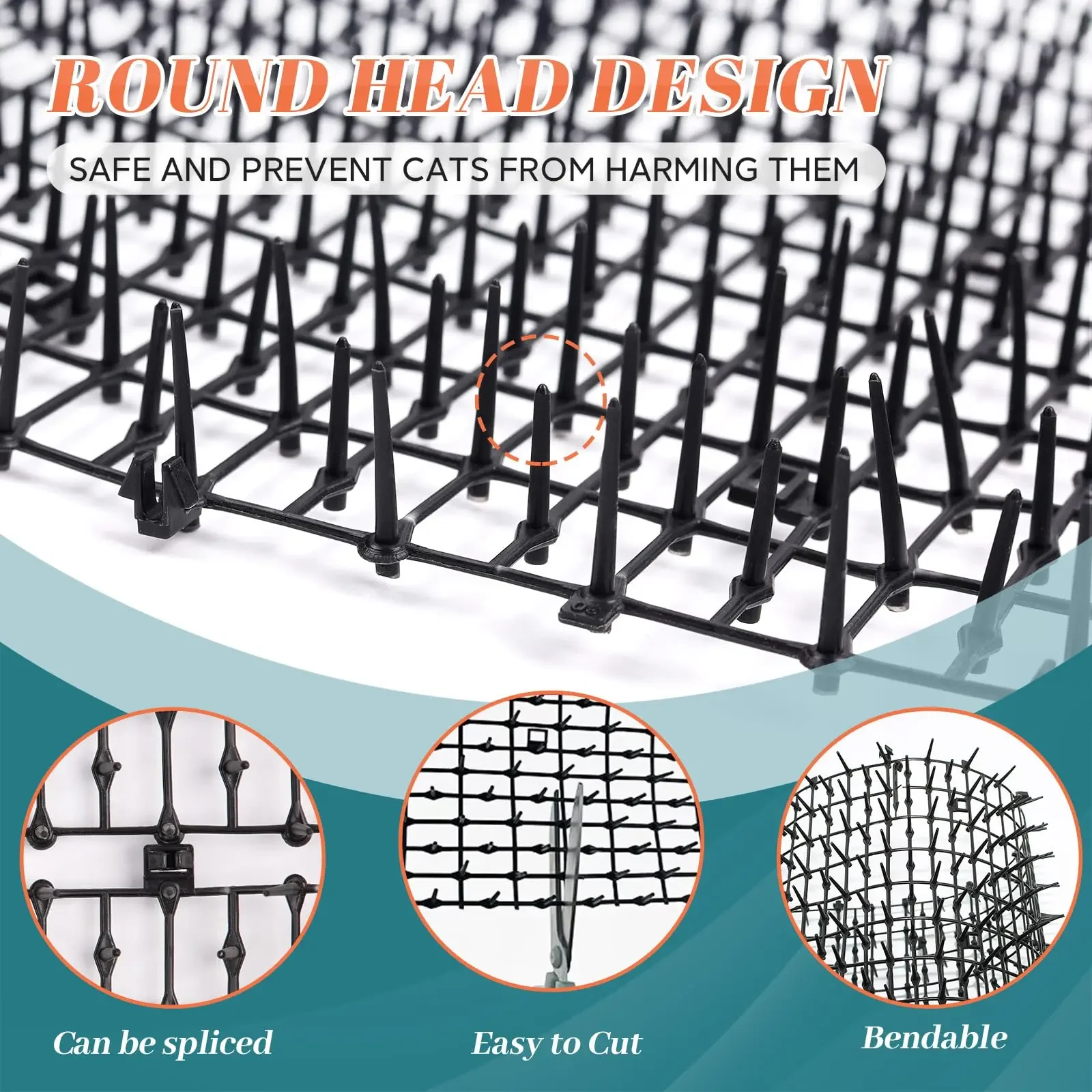 2M สุนัข Cat Scat Mat สัตว์ยับยั้งพลาสติก Scarer-Spike เครื่องมือ ​ Polypropylene Anti Cat Mat เครื่องมือทําสวนในครัวเรือน