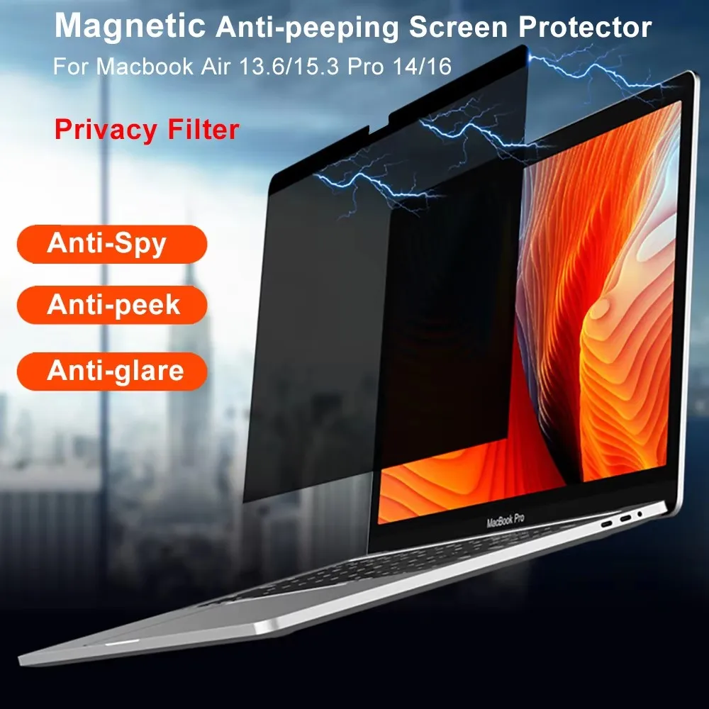 Магнитная защитная пленка для экрана Macbook M4 M3 M2 Pro14 16 Air 15 13 13,6, антибликовая/шпионская пленка с защитой от подглядывания и синего света