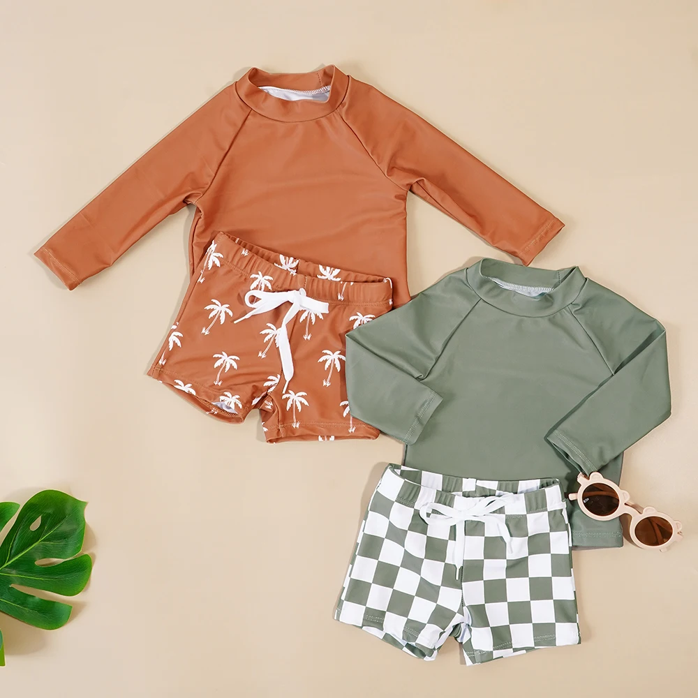 Kangobaby # Minha vida suave #   Conjunto de 2 peças de trajes de banho para meninos, estampa legal, verão, bebê, praia, surf