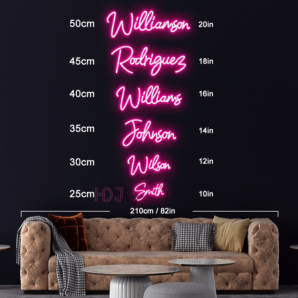 Sinal de néon personalizado com nome personalizado, luz led de néon, decoração de quarto de casamento, luzes de nome de néon personalizadas, decoração de parede de sala de festa