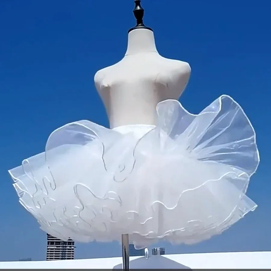 M-XL 2/4 Schichten 35/40CM Weißer schwarzer Petticoat Flauschiger Lolita-Rock Unterstützung ohne Knochen Weiches Garn Baldachin Kleid Zubehör Mädchen Japan