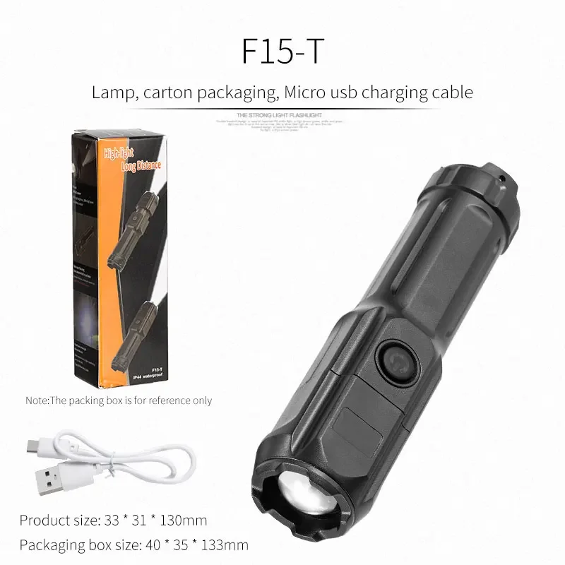 슈퍼 밝은 손전등 USB 충전식 LED 장거리 전술 토치 램프 야외 방수 캠핑 낚시 랜턴