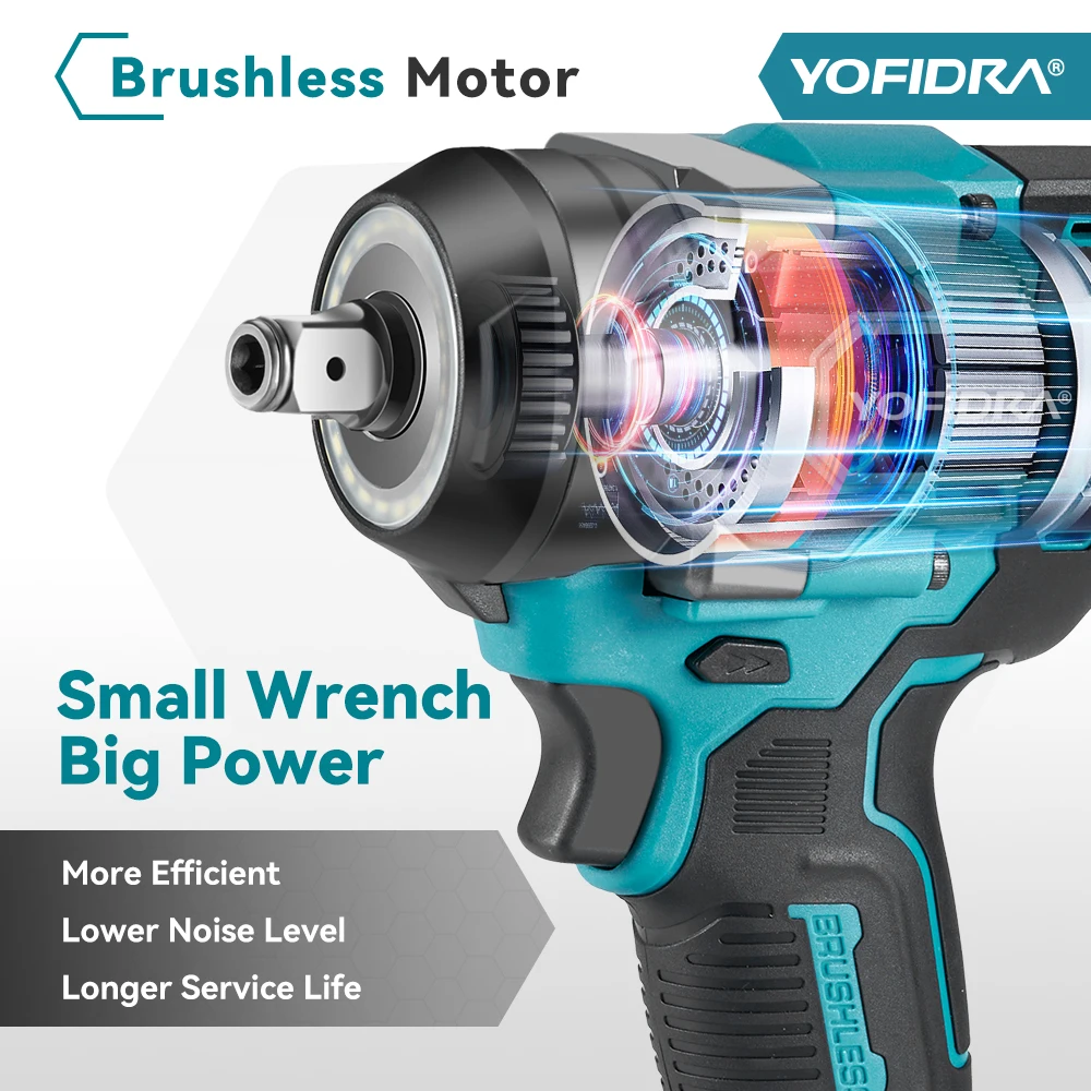 YOFIDRA 5 Marce 1200N.M Torque Brushless Chiave Elettrica Cordless Cacciavite Per Auto Utensili Elettrici Domestici Per Makita Batteria Spille